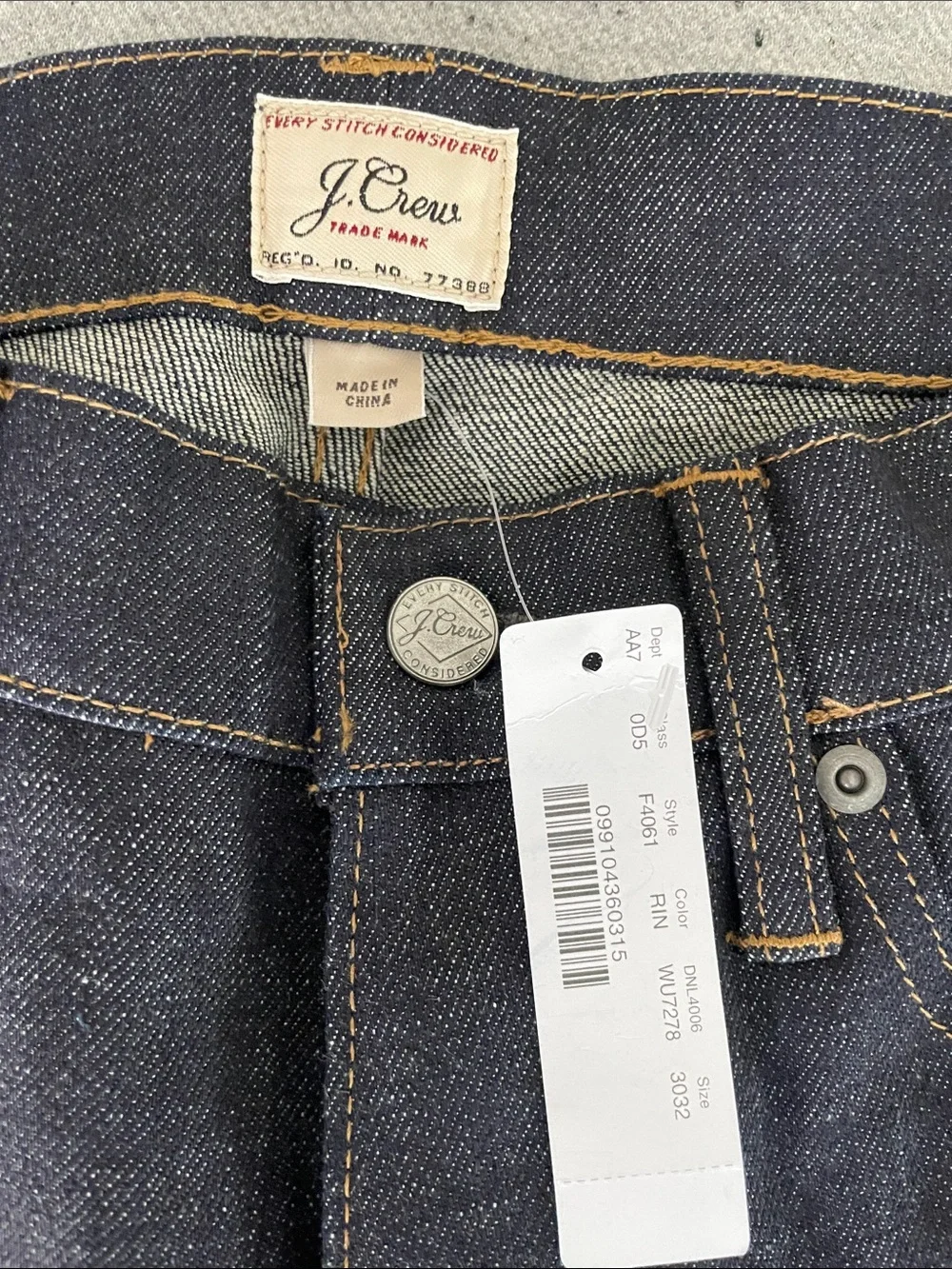 JCrew Men's Dark Indigo Raw Denim Jeans - Slim Fit